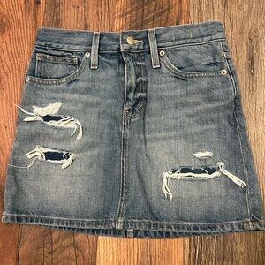 Madewell Blue Distressed Mini Skirt